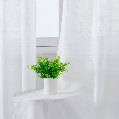 Draycott Polyester Linen like Textured Gromments Curtain Pair