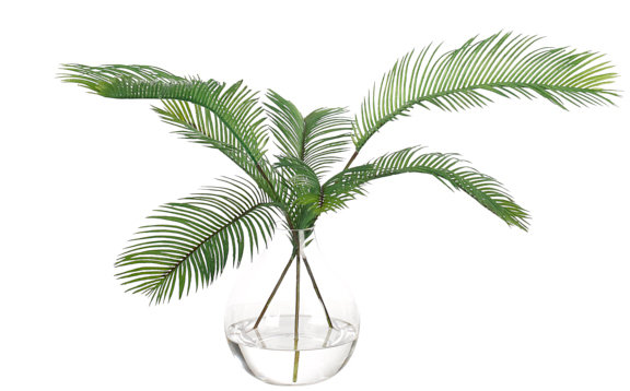 Palm Fern, Green, Glass Bulb Vase, 23wx24dx15h