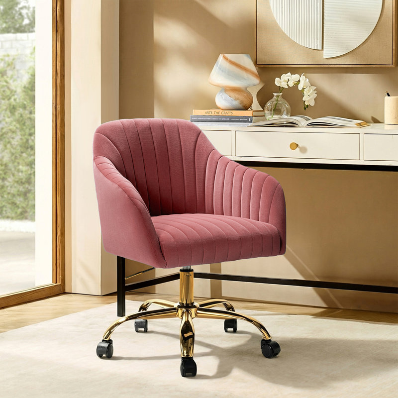Chaise de travail en velours Adan, Rosewood