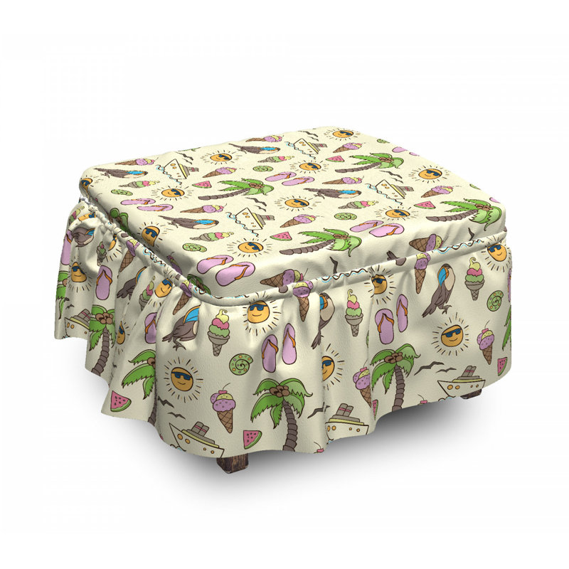 Housse pour repose-pieds crème et toucan ice