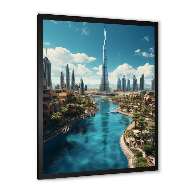 Cityscapes Wall Art Living Room, H 44 po x l 34 po x P 1,5 po, Cadre photo noir