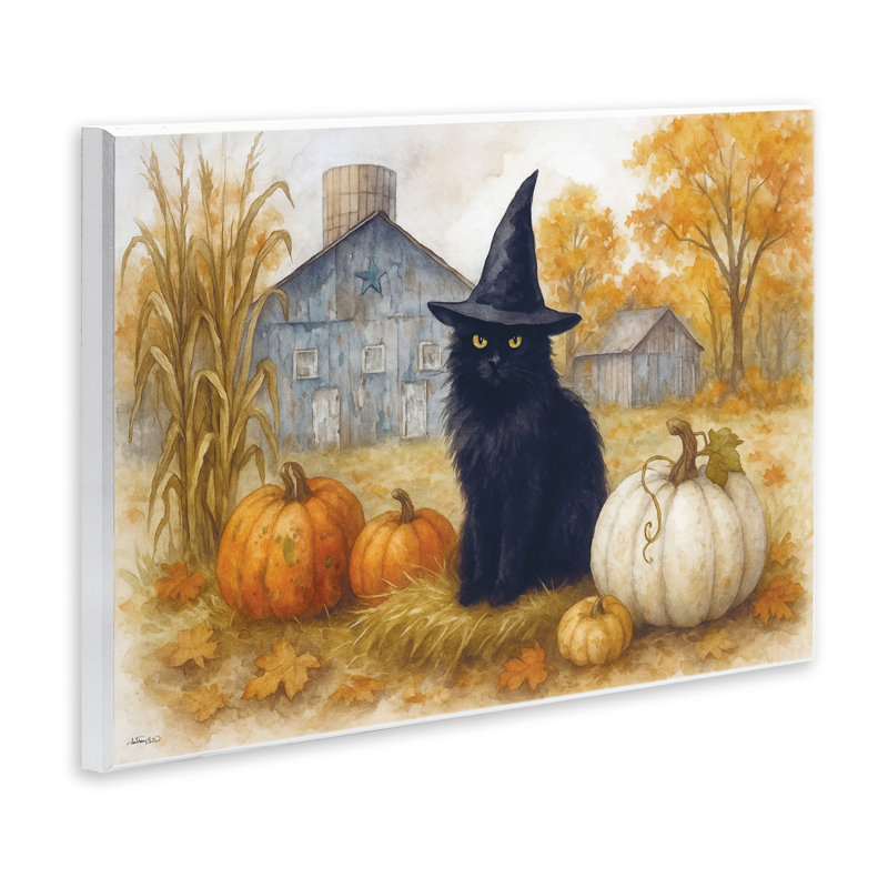 Plaque murale «Witch Cat Autumnal Farm», conception par Antony Smith, H 13 po x l 19 po