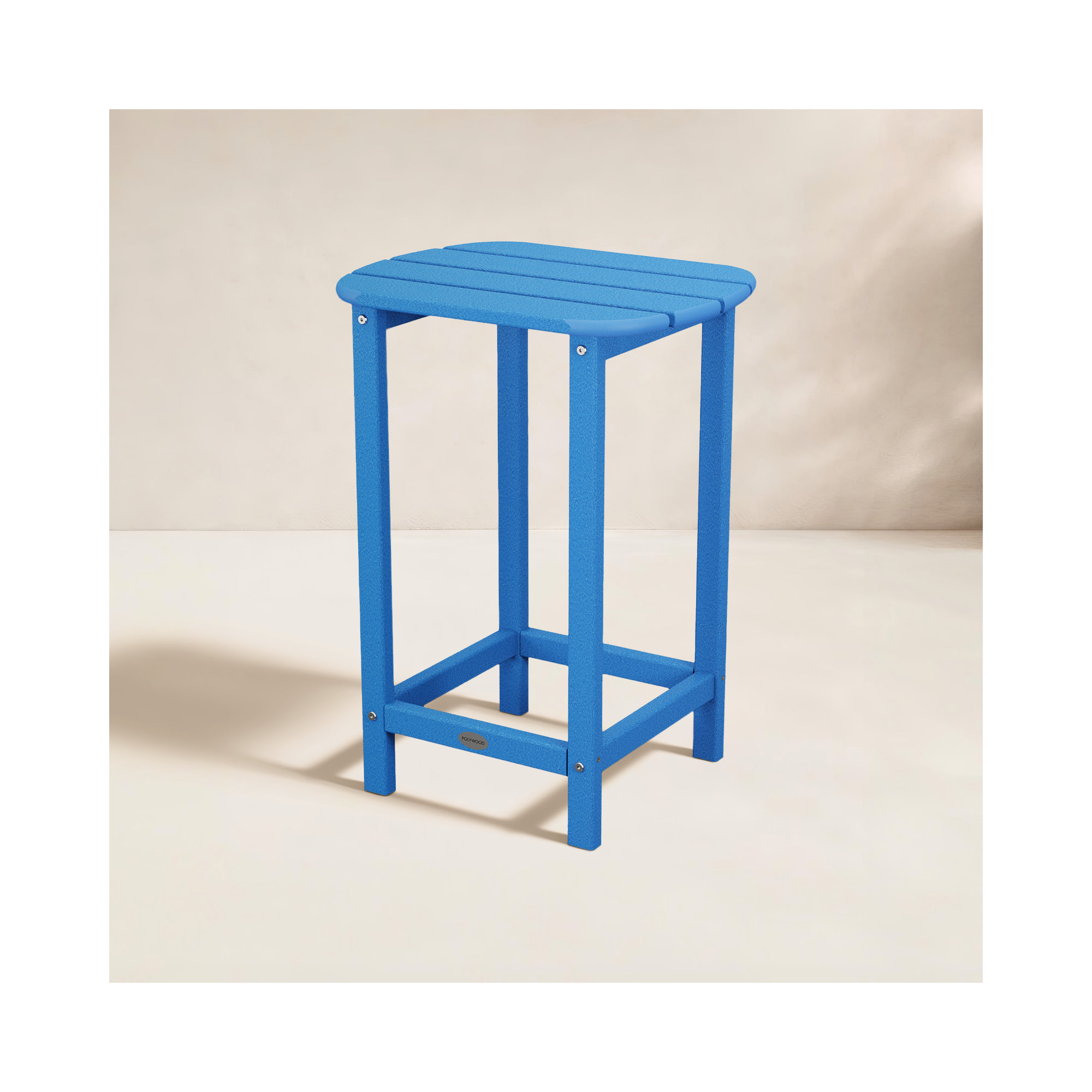 POLYWOOD South Beach 26" Counter Side Table, Pacific Blue
