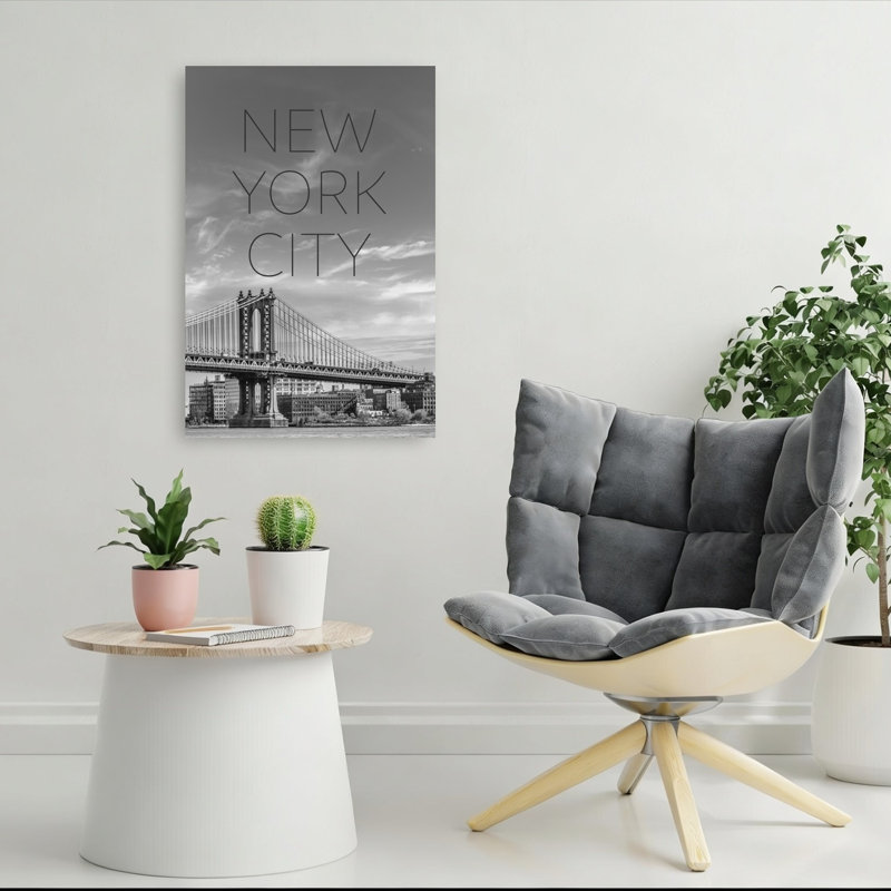 Pont de New York, impression d'art minimaliste abstrait, 36" H x 24" W