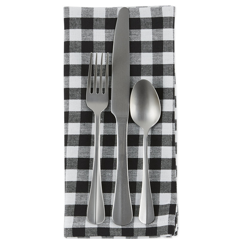 Fairley Cotton Gingham Square Napkin, Black/White