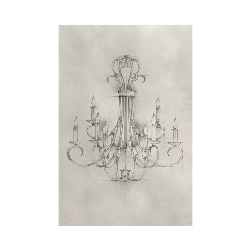 Chandelier Schematic IV by Ethan Harper - Wrapped Canvas Print, 20.32 cm H x 30.48 cm W
