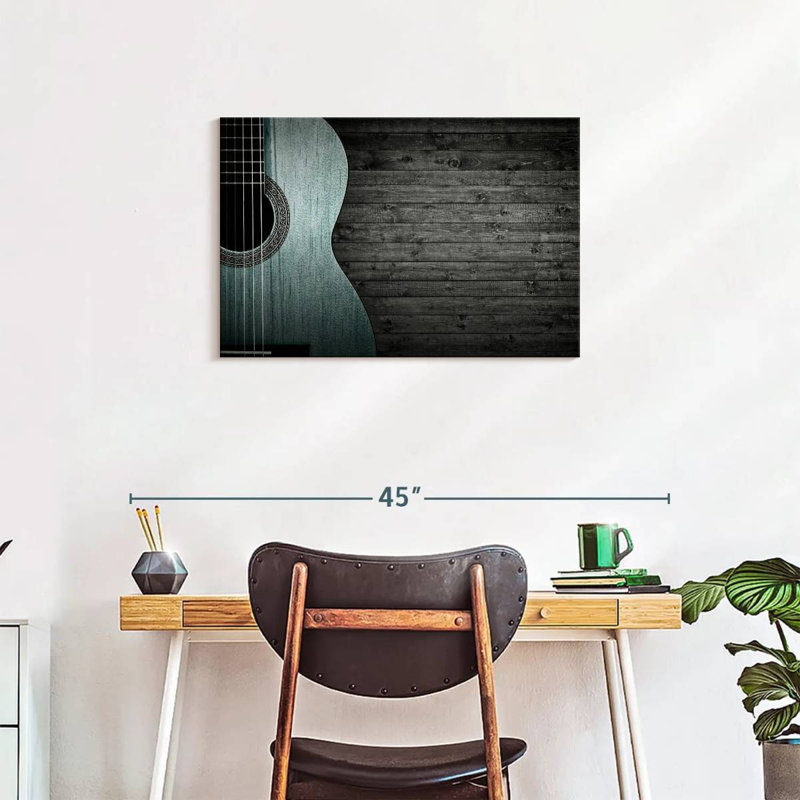 Abarca Vignette, guitare bleue, H 20 po x l 30 po