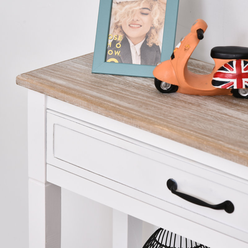 Console blanche nordique avec tiroir et tablettes de rangement pour le vestibule ou le canapé | Idée de cadeau