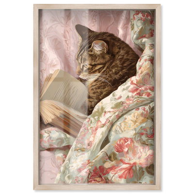 Cat Nap Chapter II Shadowbox Print Pet Wall Decor by Art Remedy, Blonde Frame, 17 x 25