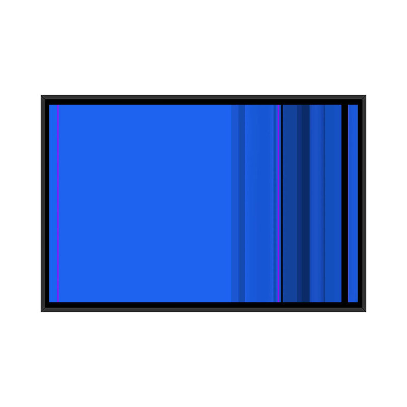 Art sur toile rayée bleu véritable, H 18 po x l 26 po x P 1,5 po, Toile avec cadre noir