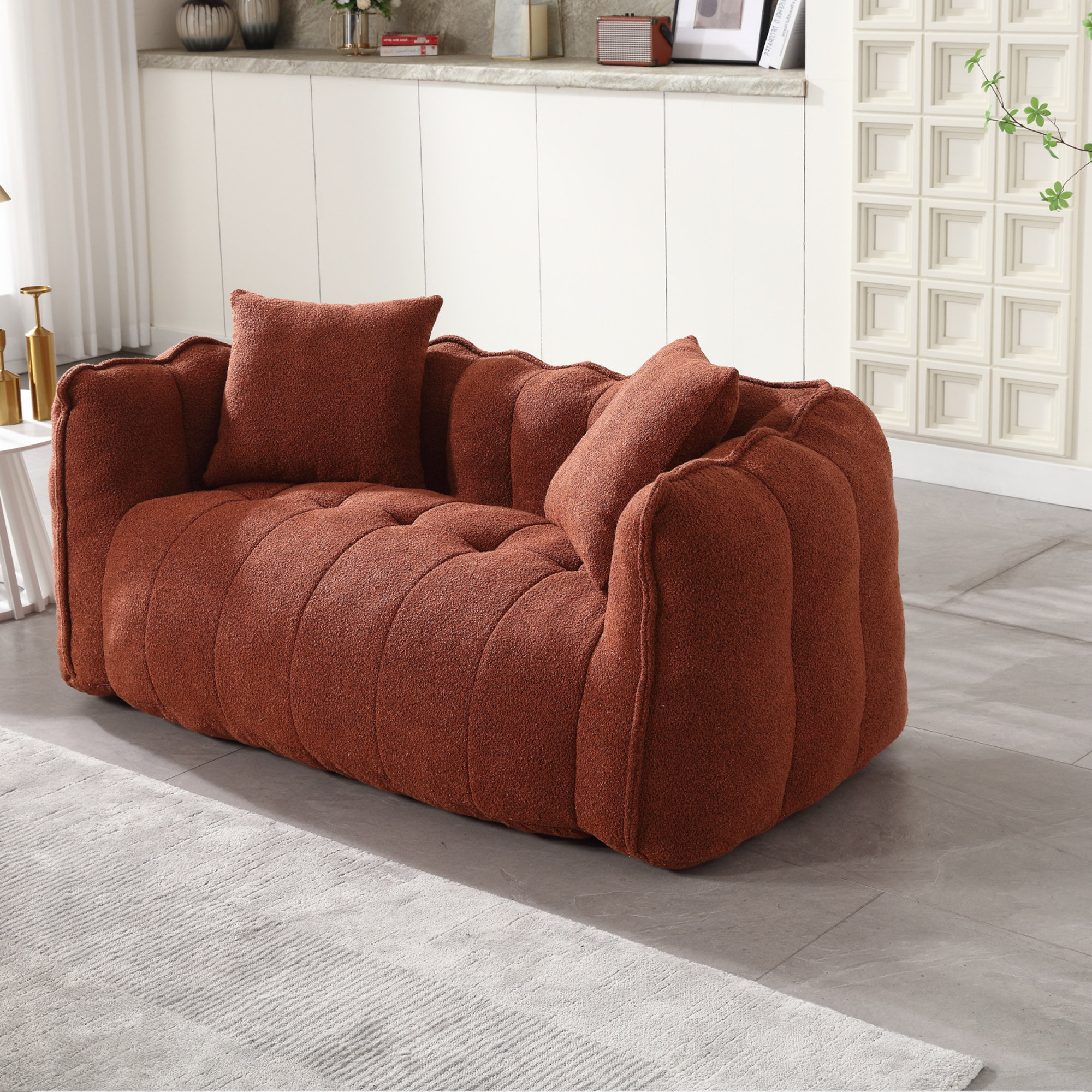 Wildon Home® Upholstered Cozy Fluffy Loveseat Sofa Chair For Living