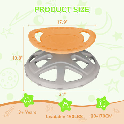 360° Sensory Swive, Chair for Kids, Vestibular Development & Motion Sickness Relief, Anti-Slip Stable Base, Sitting Kneeling Lying Modes(orange)