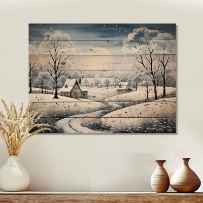 Lyly Countryside Snowy Minimalisme Winter V sur impression sur bois