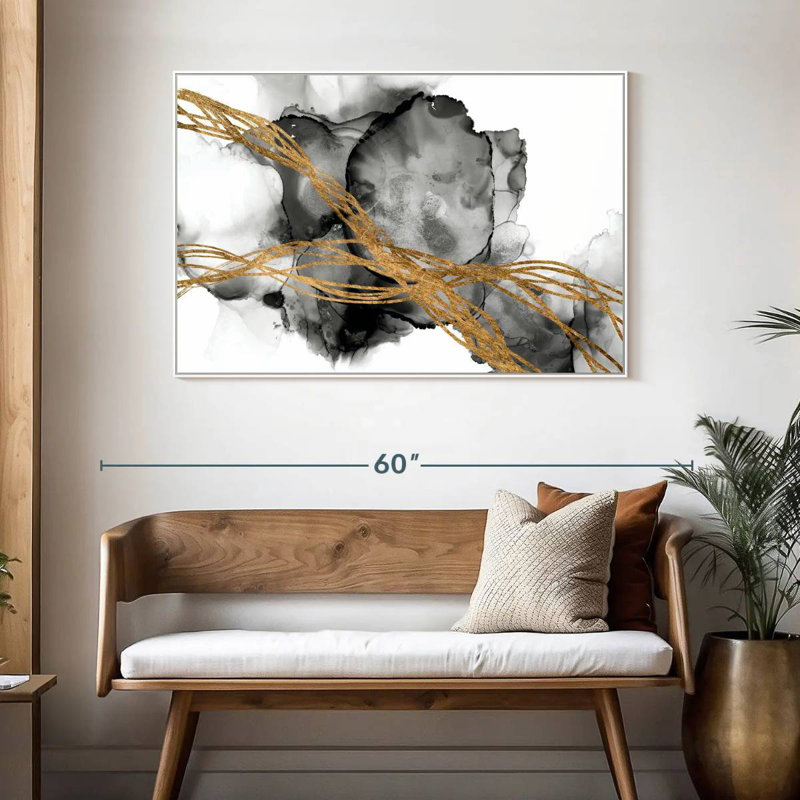 Matrice ondulée I, 46 po x 31 po, Cadre flottant blanc
