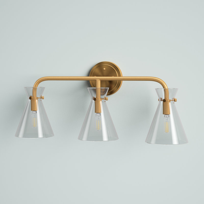 Éclairage de salle de bain à intensité variable 3 lumières Chew Magna, Doré
