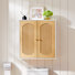 Armoire de salle de bain murale avec panneau de porte cannelé et tablette réglable, chêne blanc et naturel, 2 pièces