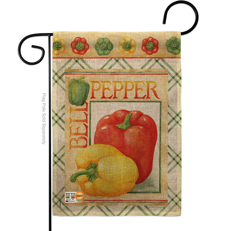 En toile jute 2 faces 18,5 x 13 po "bell poivre food" drapeau de jardin