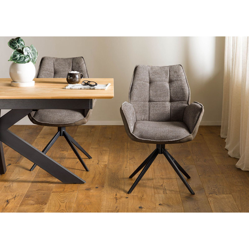 POLSTERSTÜHLE Polyester Blend Upholstered Metal Swivel Chair, Brown/Gray