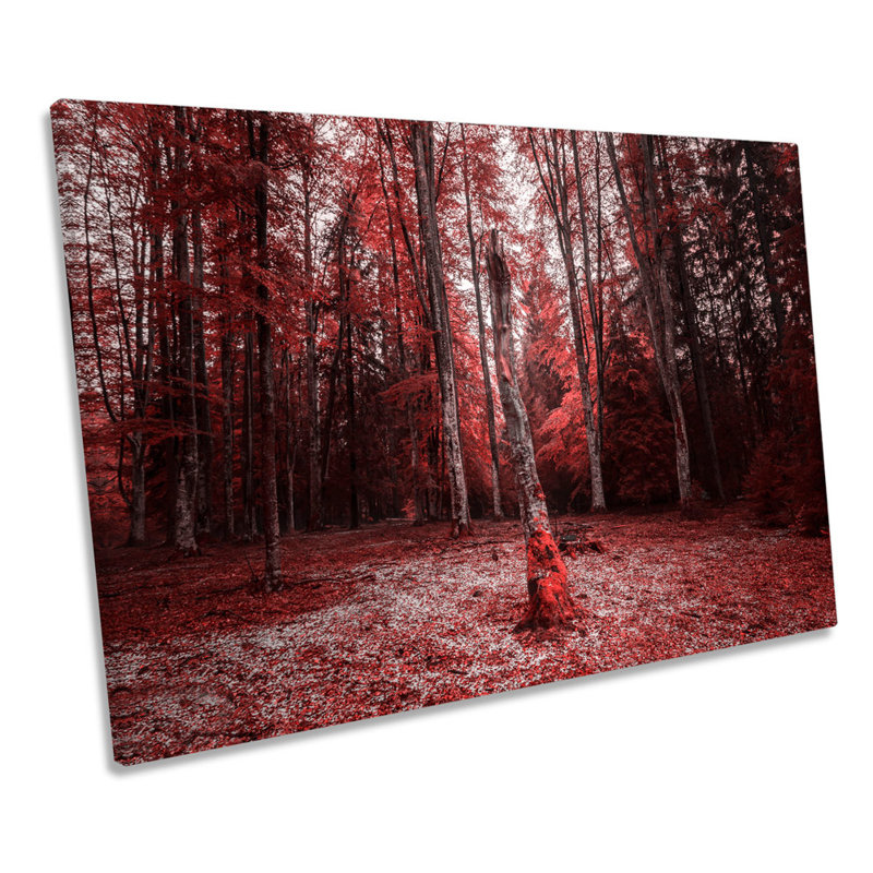 Red Forest Trees Landscape - Wrapped Canvas Print, 30.5cm H x 45.7cm W x 2cm D