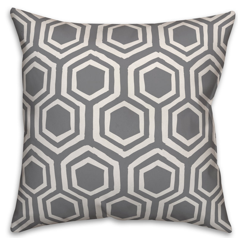Housse de coussin Honeycomb, 18 po x 18 po, Gris, Pas de bourre