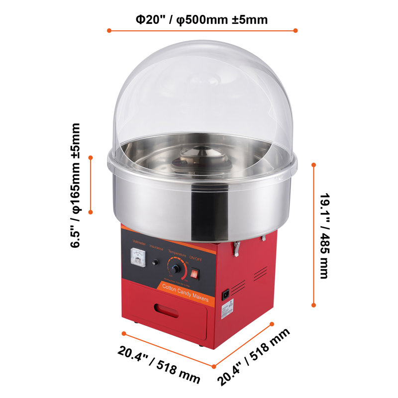 Machine à barbe à papa électrique 1000 W VEVOR, Rouge