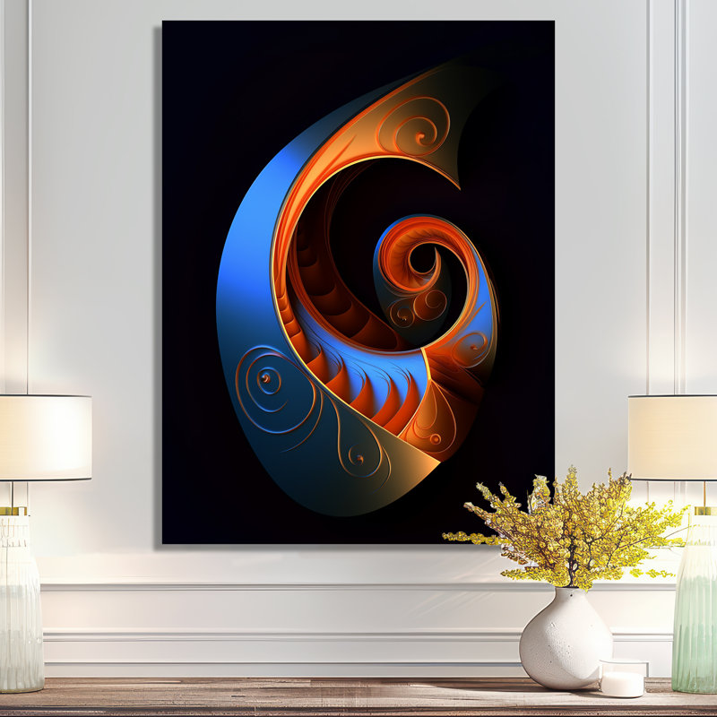 Délicate spirale subtile - art mural géométrique, Métal métal, H 40 po x l 30 po x P 1,5 po