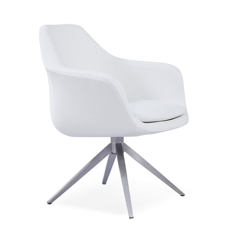 Chaise de réception Albarado, Blanc, Acier inoxydable