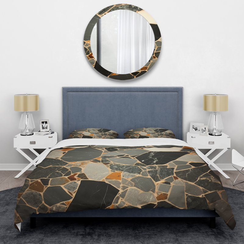 Ensemble de housse de couette Gray Abstract Harmony In Tiles III - Abstract Tile