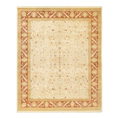 Brentten Mogul One-of-a-Kind Hand-Knotted New Age 8'1"" x 10' Wool Area Rug in Ivory/Red -  Isabelline, 9CC1D422EE7E47819EEF735120BAEB74
