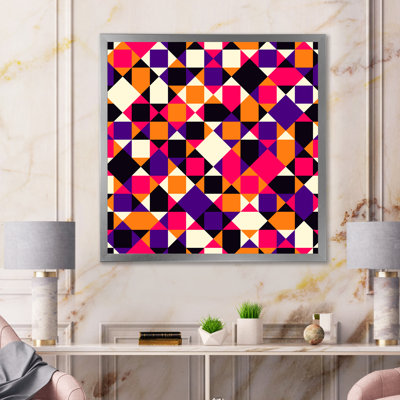 Géométrie noire et rouge et mauve - Impression sur toile