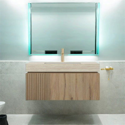 【36 Inch White Oak Base Cabinet】– No Basin, Top, Faucet Or Sink Cover Included