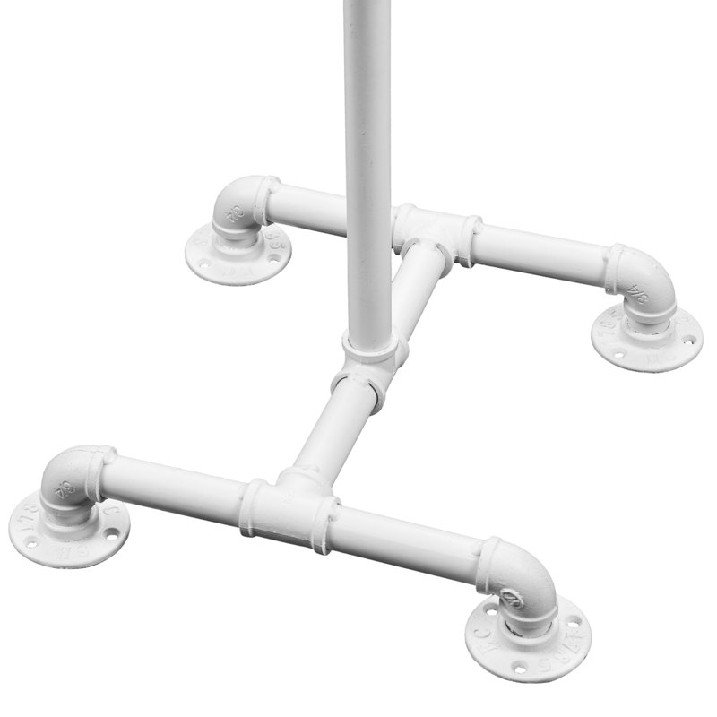 Iron Freestanding 10 - Hook Coat Rack, White