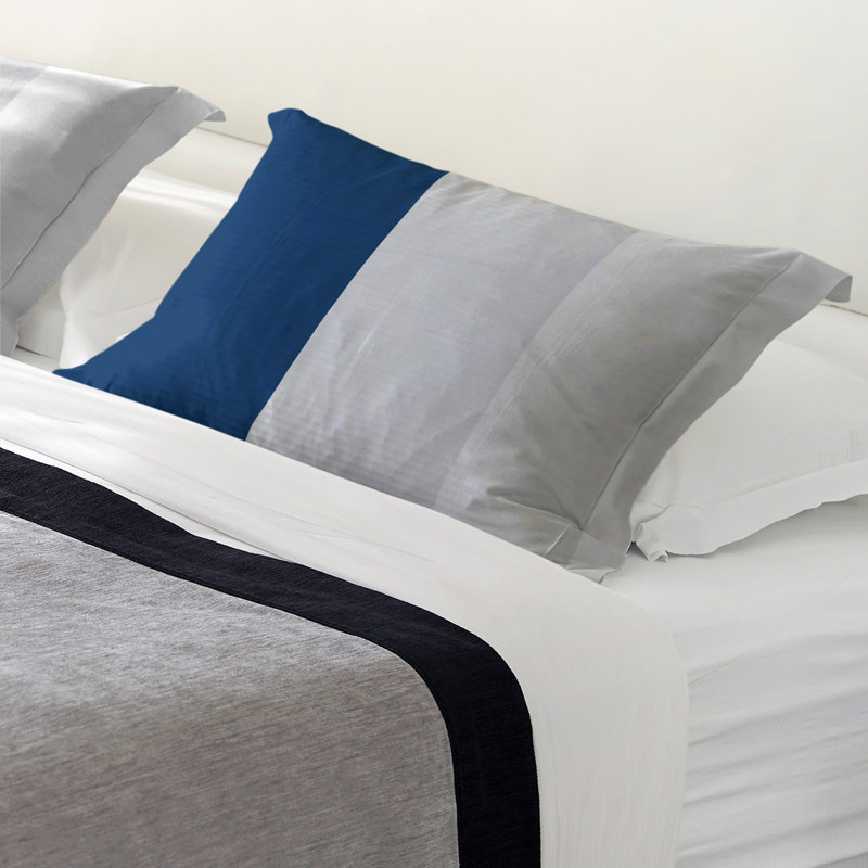 Striped Sham Set, King, Navy/Gray/White, Microfiber