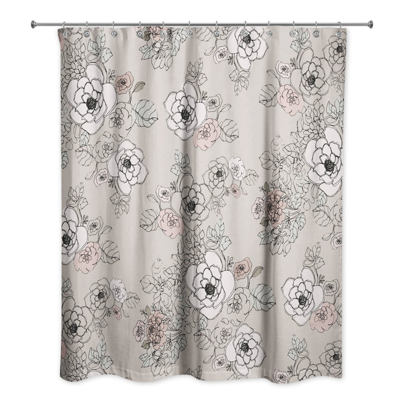 Floral Shower Curtain, Gray 