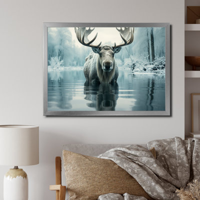 «Blue Blue Moose», impression sur toile encadrée