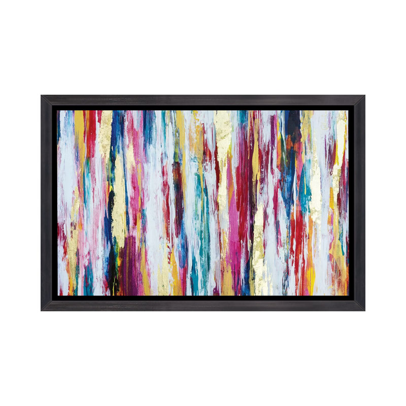Pensées pleines de couleurs par Nikki Chauhan, H 18 po x l 26 po x P 1,5 po, Toile avec cadre noir patiné