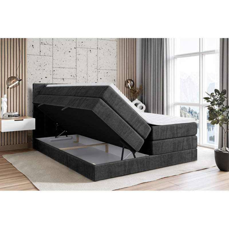 Brixon Pocket Spring Mattress Divan Bed Set, Black, 120cm W x 200cm D
