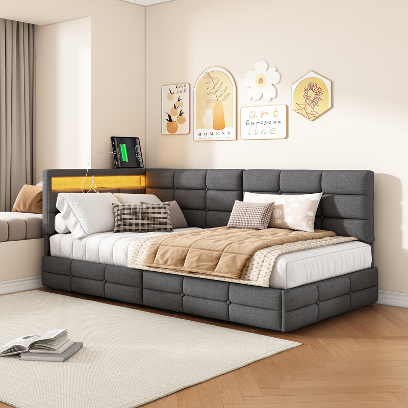 Chippenham Daybed With 2 Drawers Without Matress, European Single (90 x 200 cm), Grey