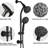 Drill- Stainless Steel Slide Bar Shower With 5-inch Abs Head And 7 Functions In Matte Black Two Heads Options