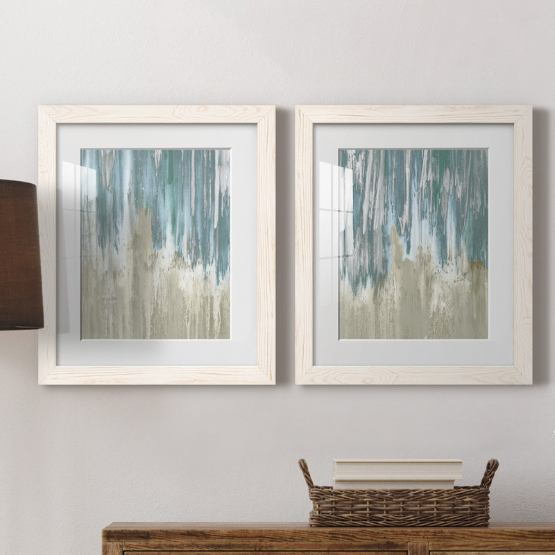 «Like a Waterfall I», ensemble de 2 reproductions, Blanc, H 20 po x l 17 po x P 1 po, Papier encadré blanc