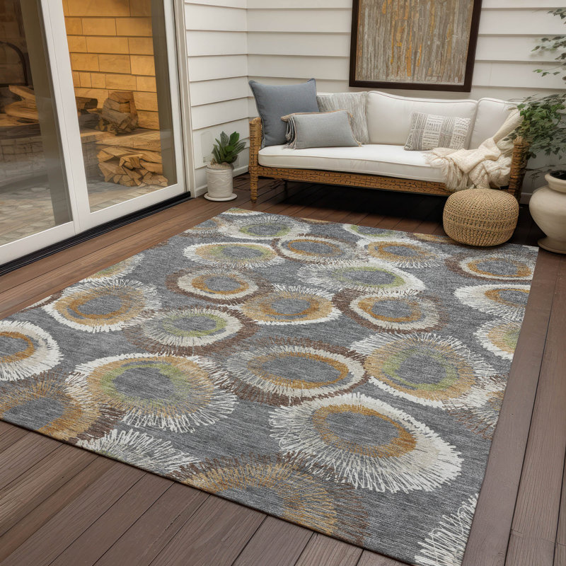 Machine Washable Indoor/Outdoor Huseby ACN2278 Geometric Rug, Rectangle 5' x 7'6"