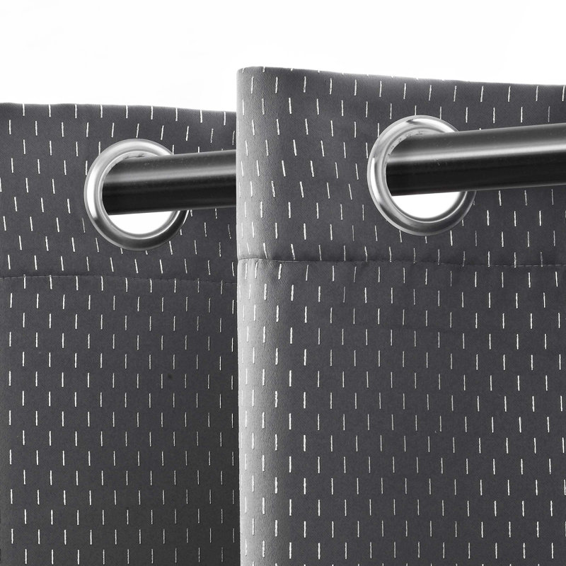 Wiechmann Geometric Shimmer Abstract Room Darkening Curtain Panel Set, Gray, 42" W x 96" L