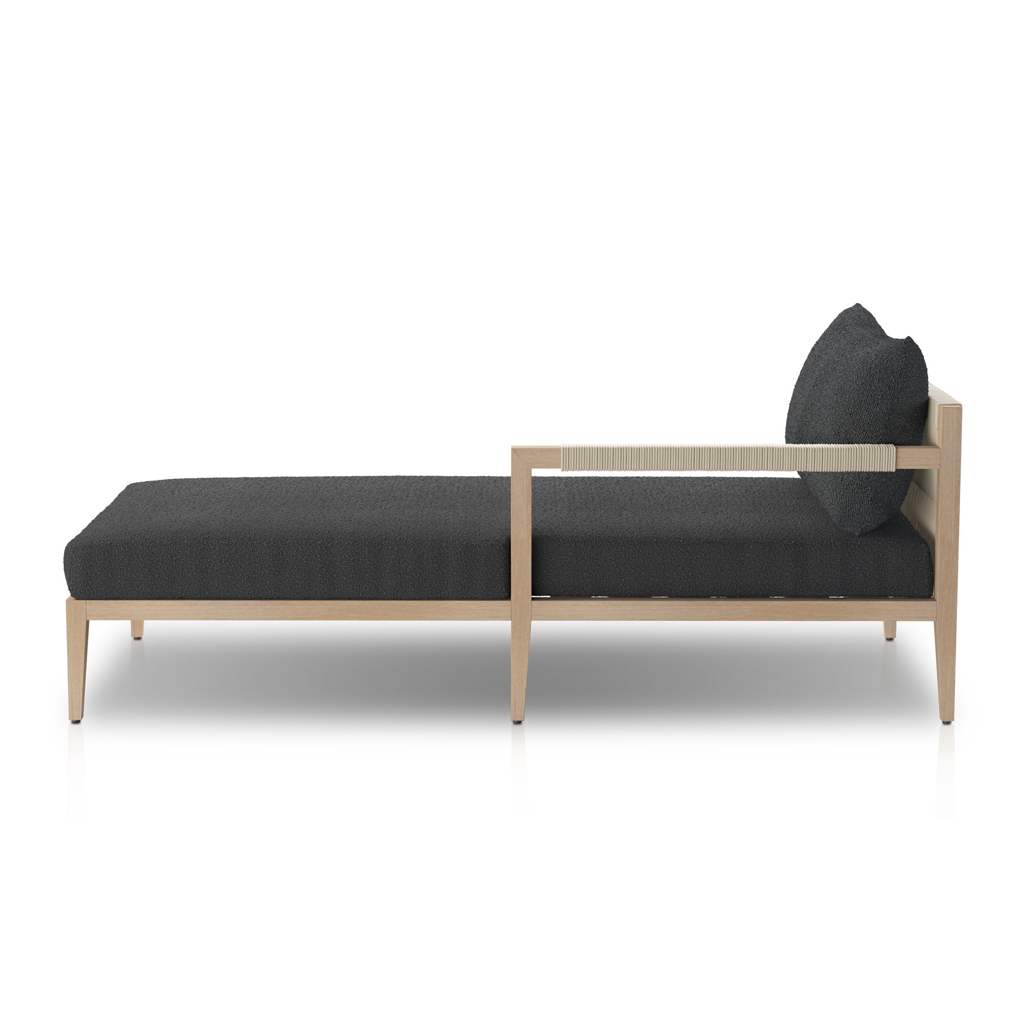 Nida 33'' Outdoor Aluminum Chaise Lounge, Fiqa Slate Boucle, Weathered Gray/Dark Gray