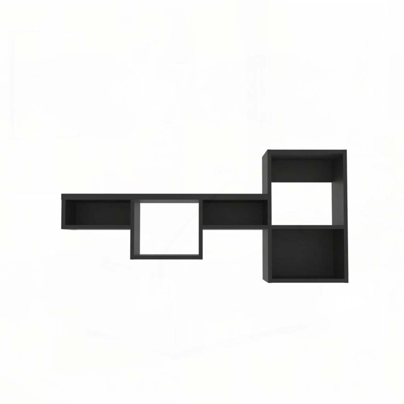 Black Wall-Mounted Shelf Unit with 5 Shelf