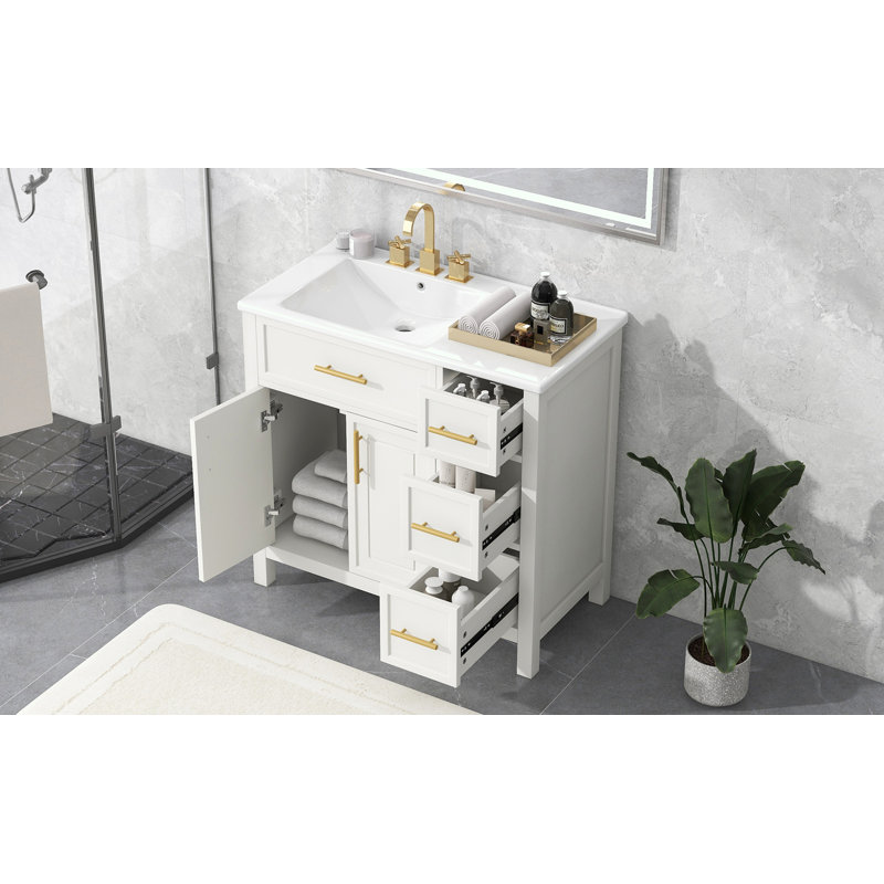 Meuble-lavabo 36 po avec comptoir d'évier, Blanc