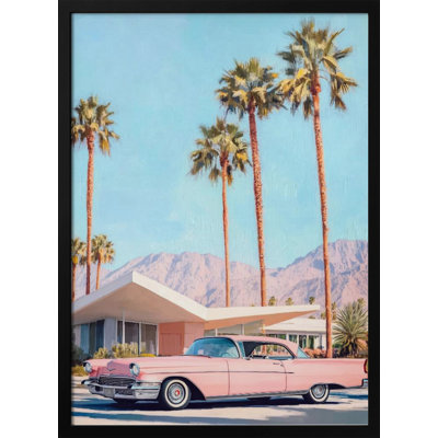 «California Vintage Car», art mural texturé encadré