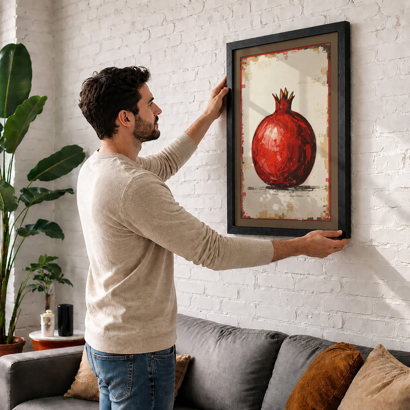 Classical Pomegranate Botanical - Print, Walnut, A4 - 29.7 x 21.0 cm