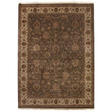 Intricate Agra Wool Oriental Area Rug in Brown/Ivory/Beige