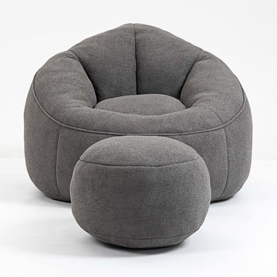 Upholstered Accent Chair with Ottoman
