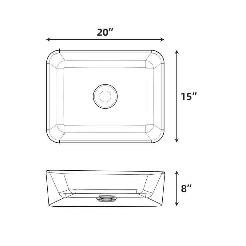 Zstar 15.3'' White Ceramic Rectangular Bathroom Sink